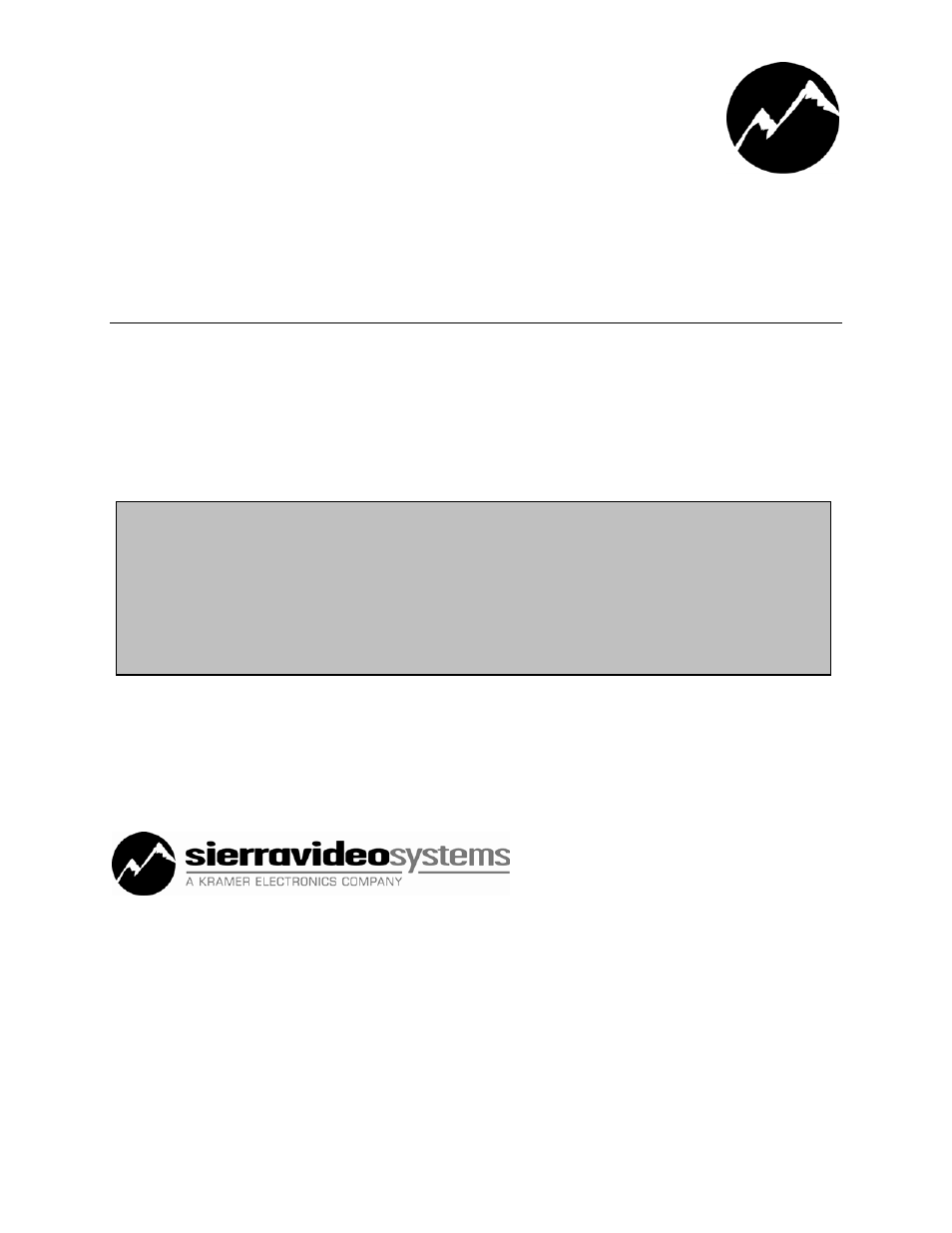 Sierra Video Sequoia Family User Manual | 68 pages