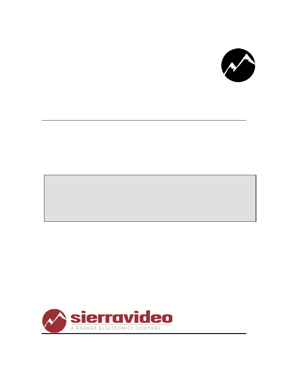 Sierra Video 10 Series User Manual | 30 pages