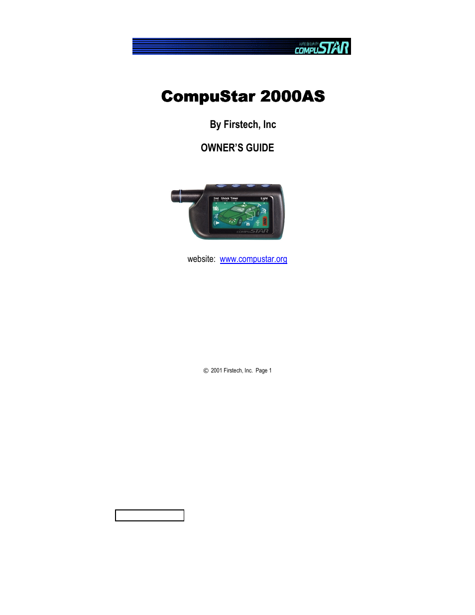 CompuSTAR 2000AS User Manual | 20 pages