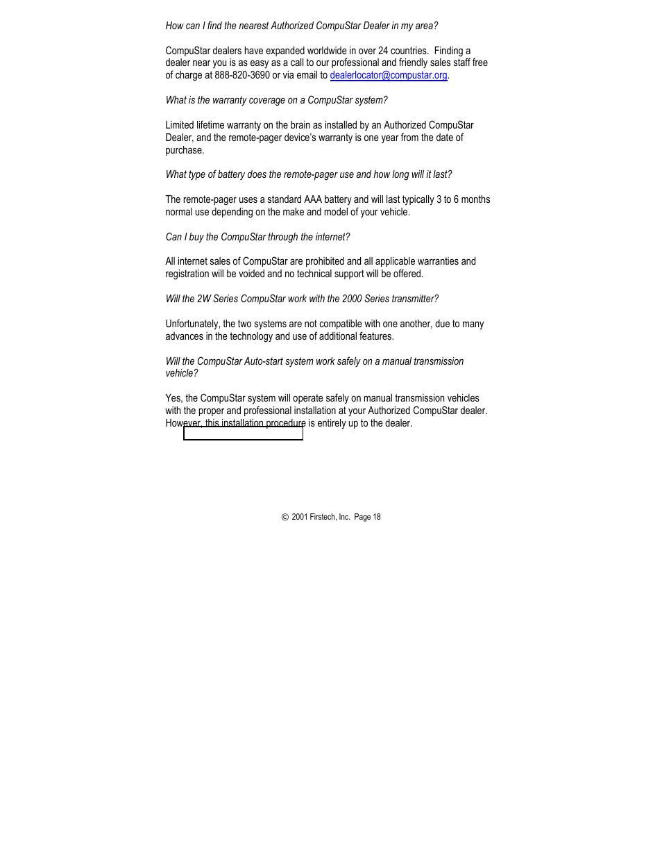 CompuSTAR 2000AS User Manual | Page 18 / 20