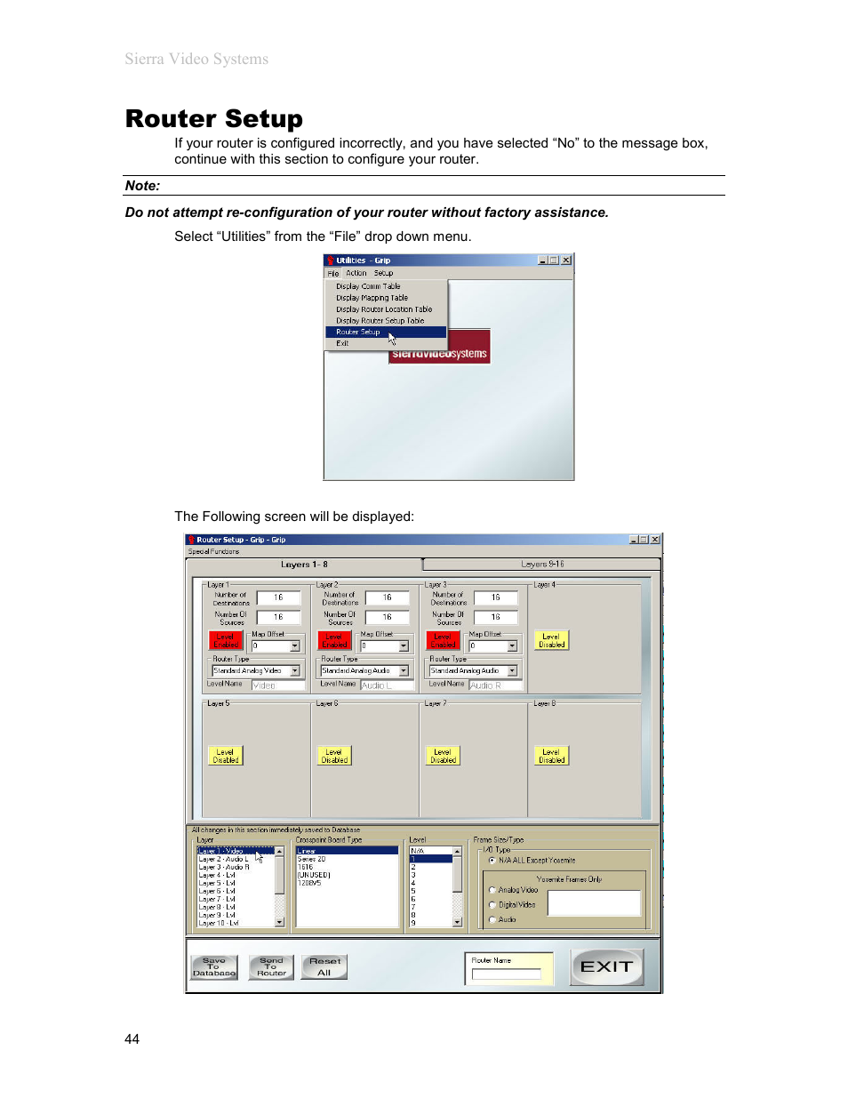 Router setup | Sierra Video G.R.I.P. V3.1.0 User Manual | Page 50 / 66