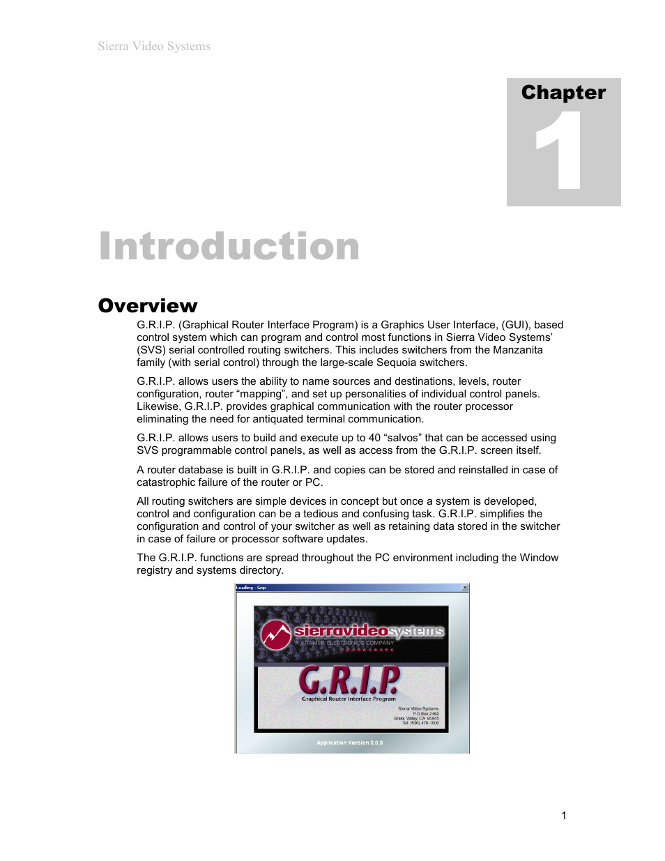 Introduction | Sierra Video G.R.I.P. V3.1.0 User Manual | Page 7 / 66
