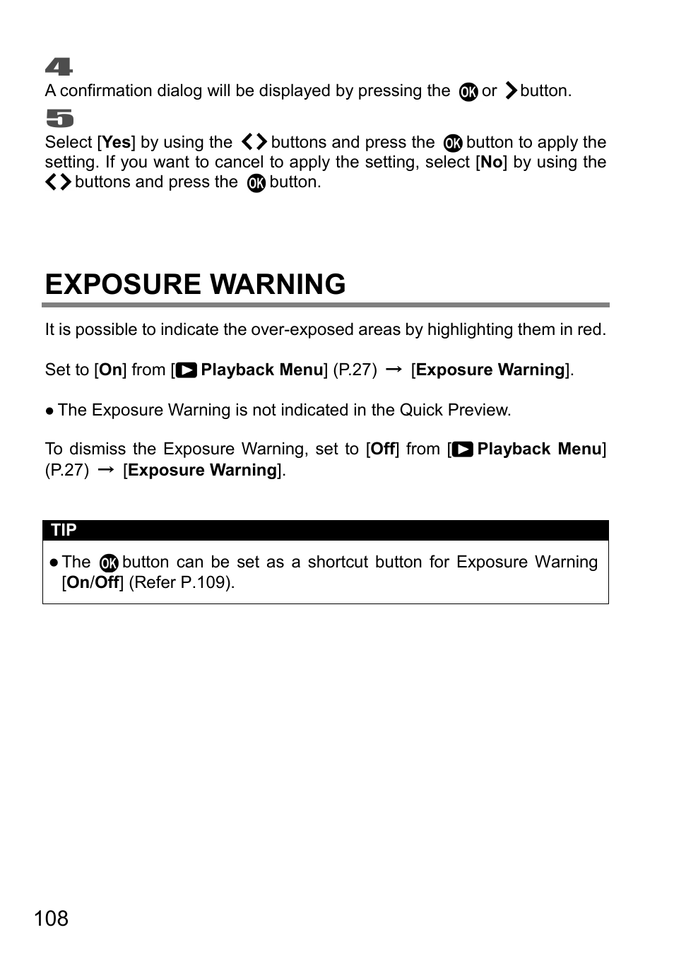 Exposure warning | SIGMA DP3 Quattro User Manual | Page 108 / 142