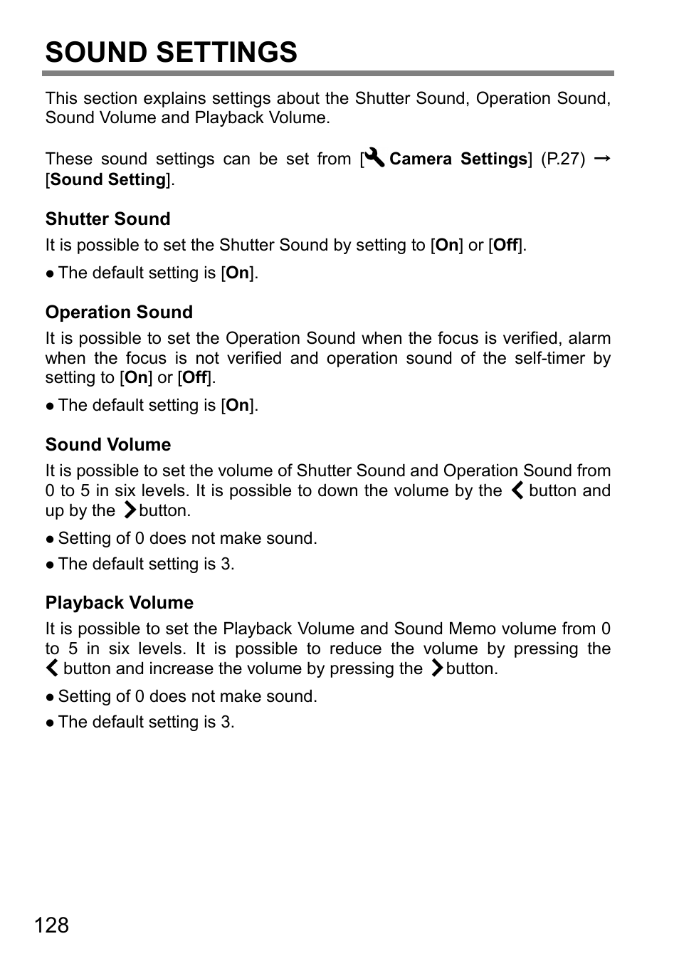 Sound settings | SIGMA DP3 Quattro User Manual | Page 128 / 142