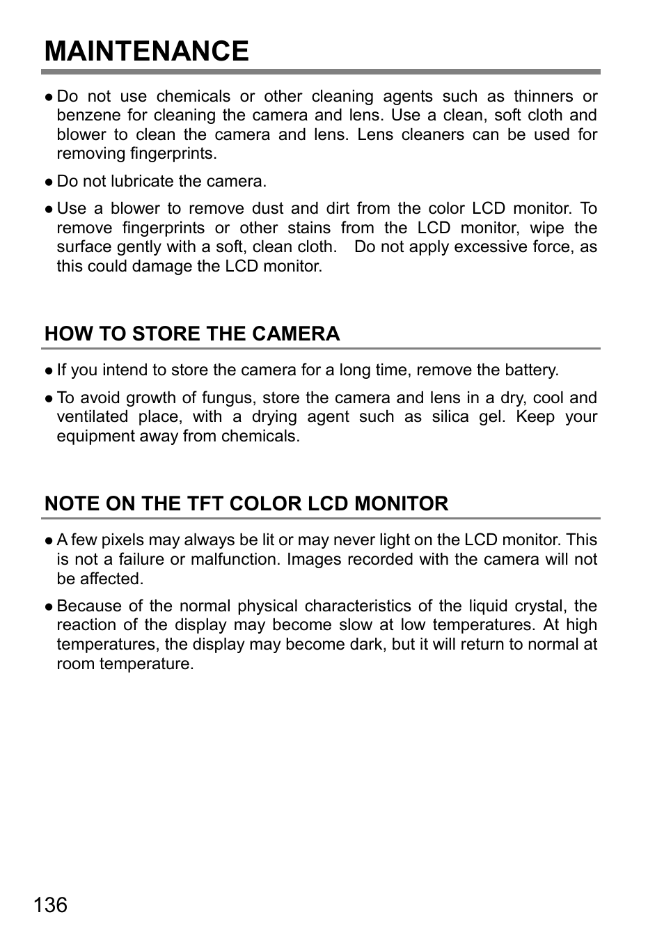 Maintenance, How to store the camera | SIGMA DP3 Quattro User Manual | Page 136 / 142