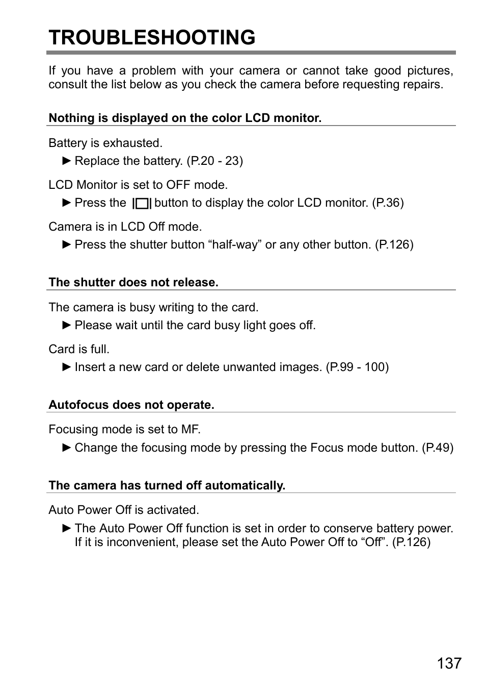 Troubleshooting | SIGMA DP3 Quattro User Manual | Page 137 / 142