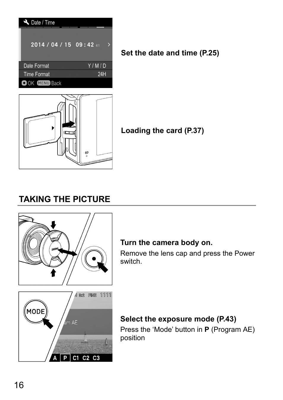 Taking the picture | SIGMA DP3 Quattro User Manual | Page 16 / 142