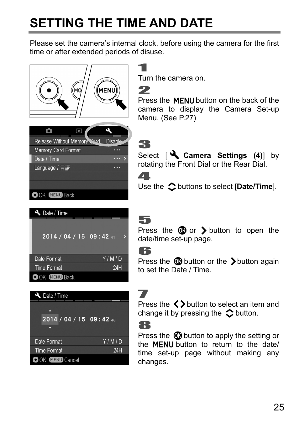 Setting the time and date | SIGMA DP3 Quattro User Manual | Page 25 / 142