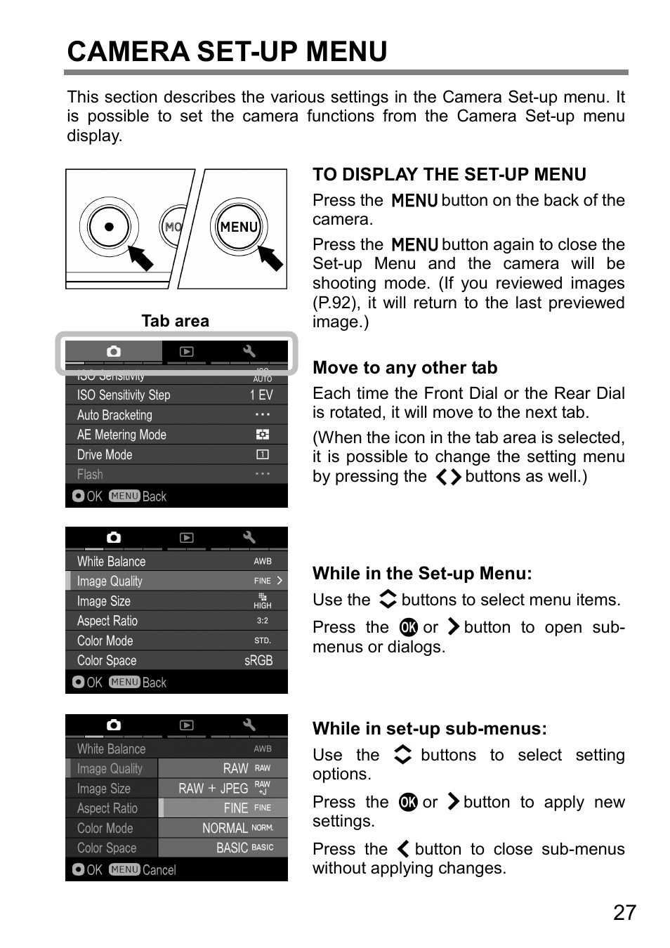 Camera set-up menu | SIGMA DP3 Quattro User Manual | Page 27 / 142