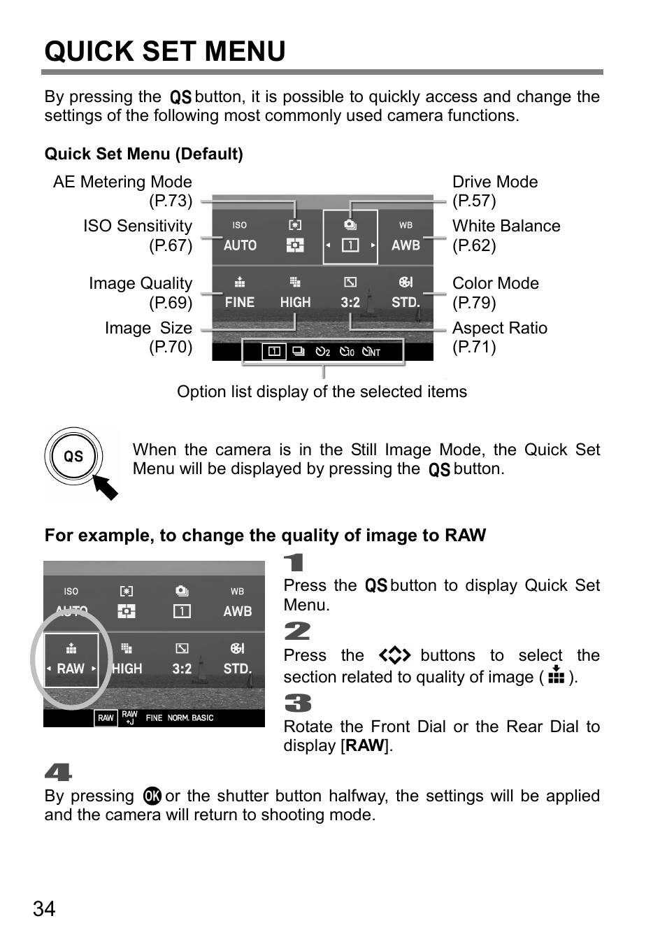 Quick set menu | SIGMA DP3 Quattro User Manual | Page 34 / 142