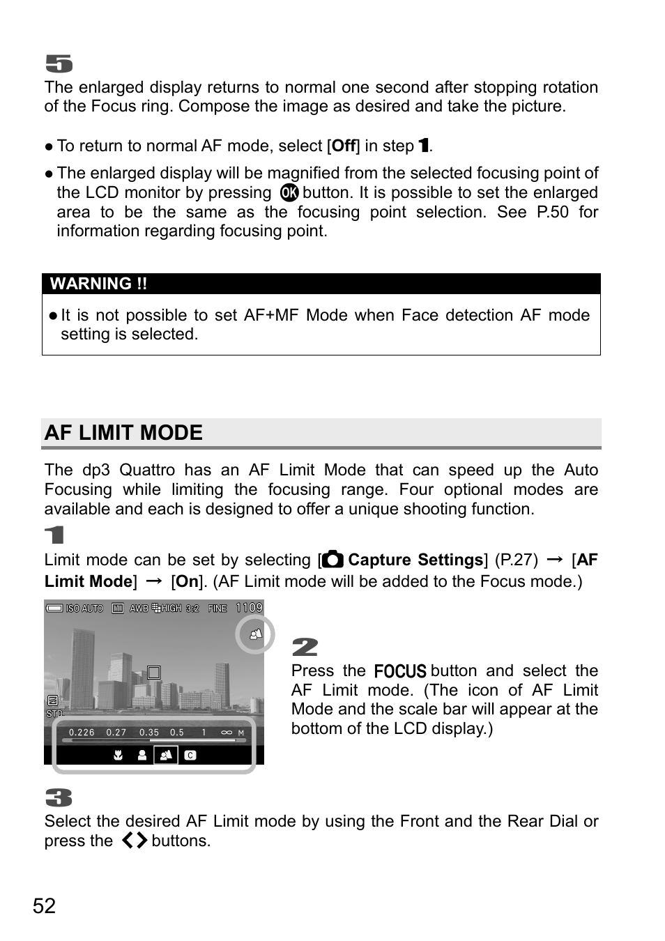 Af limit mode | SIGMA DP3 Quattro User Manual | Page 52 / 142