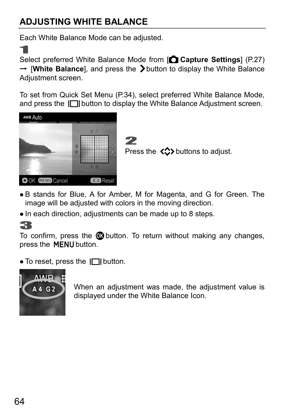Adjusting white balance | SIGMA DP3 Quattro User Manual | Page 64 / 142