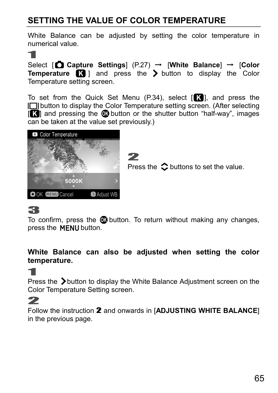 Setting the value of color temperature | SIGMA DP3 Quattro User Manual | Page 65 / 142