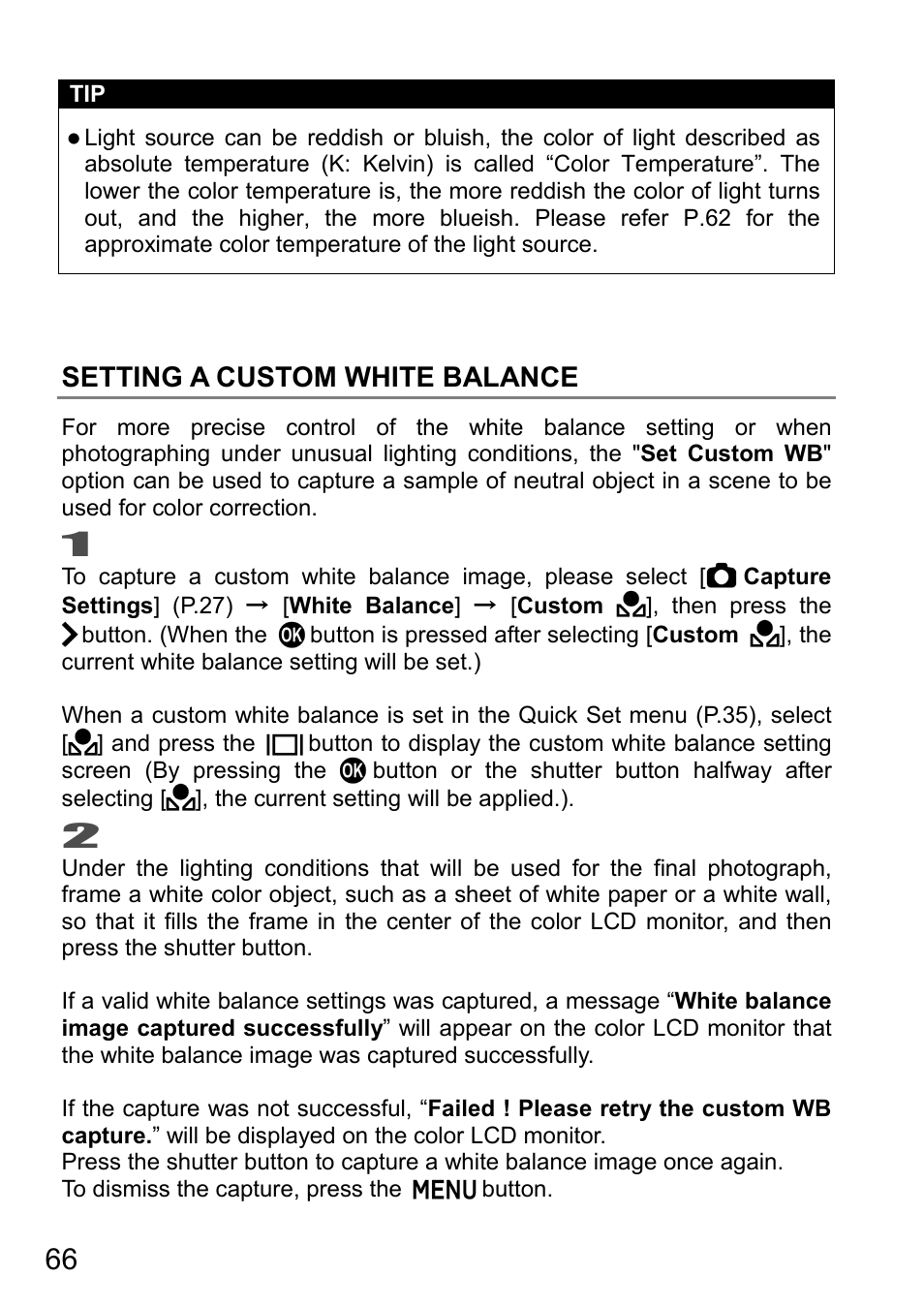 Setting a custom white balance | SIGMA DP3 Quattro User Manual | Page 66 / 142
