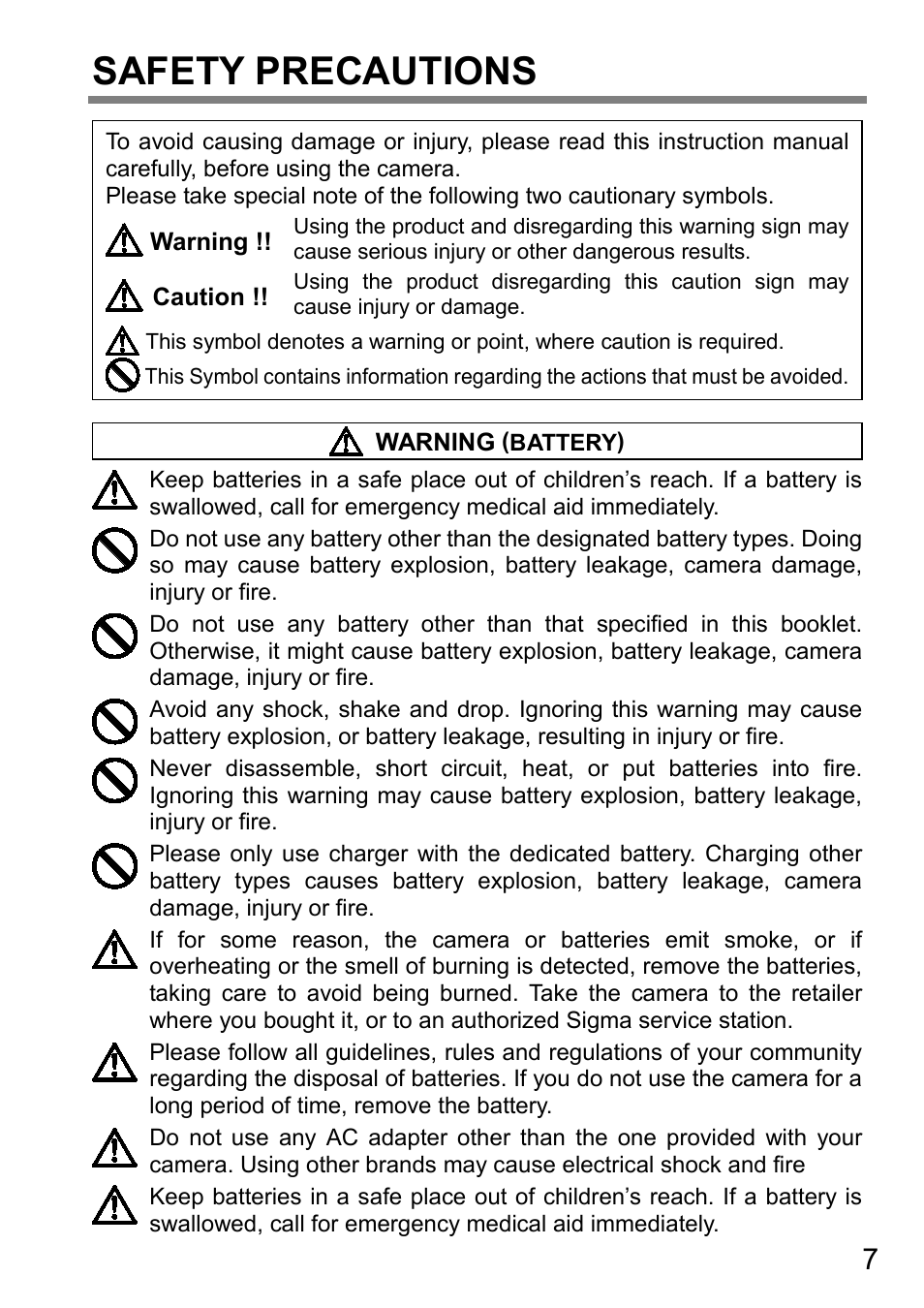 Safety precautions | SIGMA DP3 Quattro User Manual | Page 7 / 142