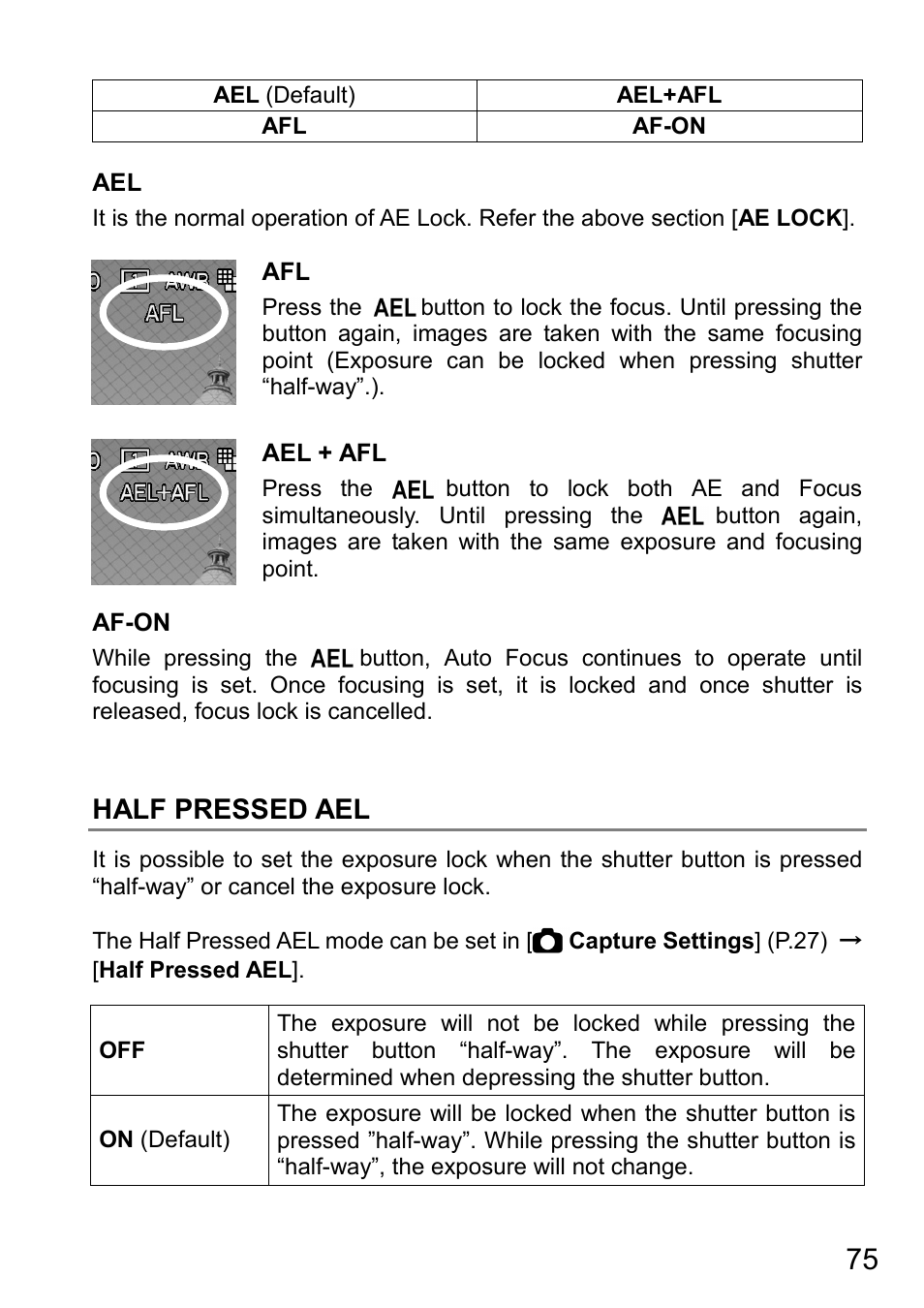 Half pressed ael | SIGMA DP3 Quattro User Manual | Page 75 / 142