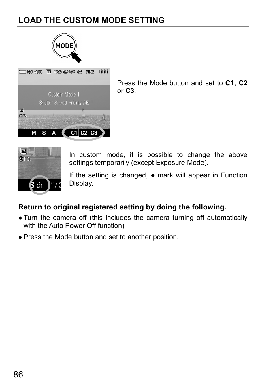 Load the custom mode setting | SIGMA DP3 Quattro User Manual | Page 86 / 142