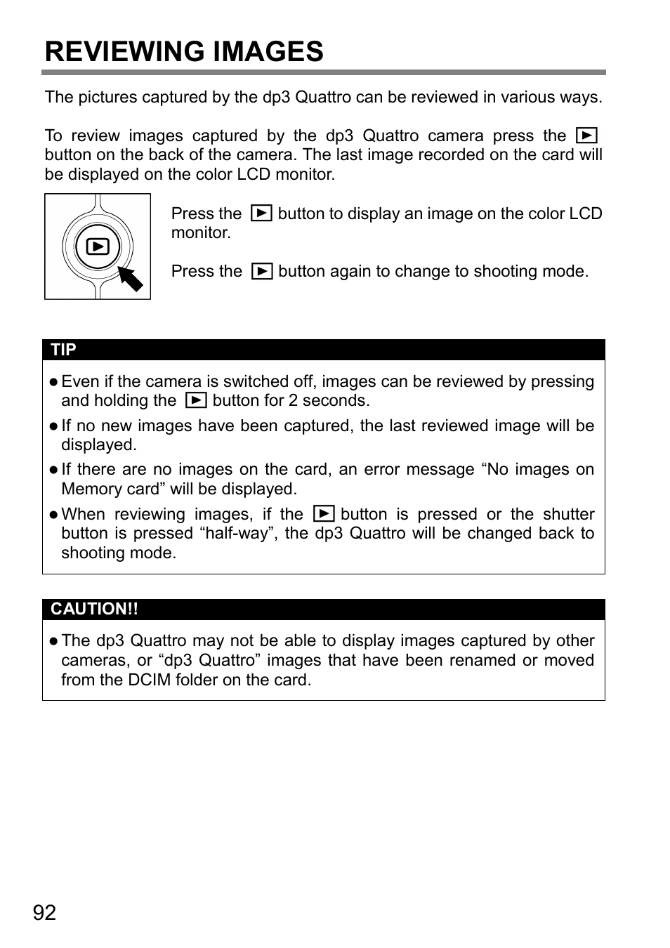Reviewing images | SIGMA DP3 Quattro User Manual | Page 92 / 142