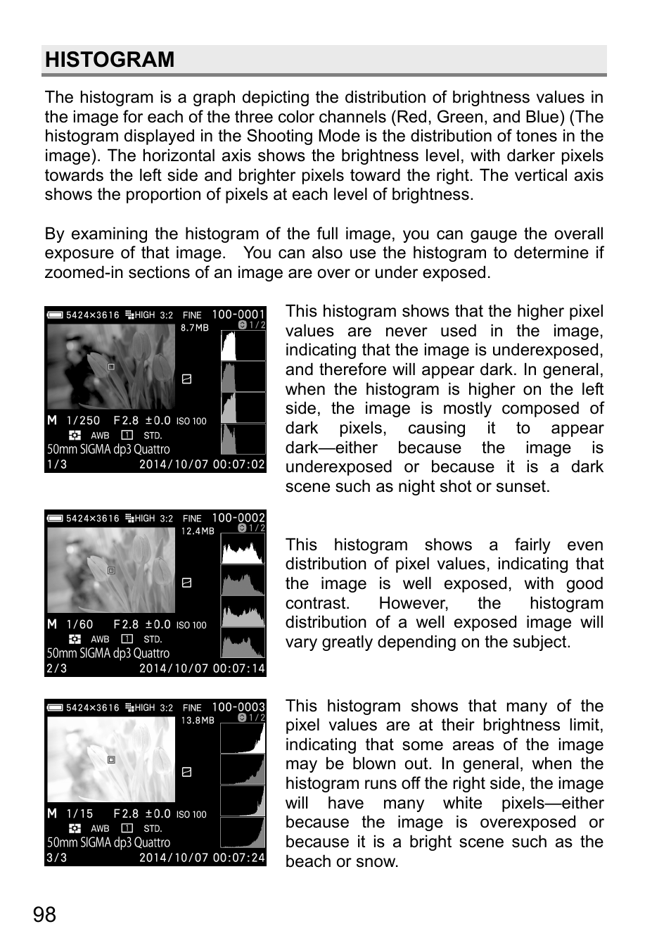 Histogram | SIGMA DP3 Quattro User Manual | Page 98 / 142