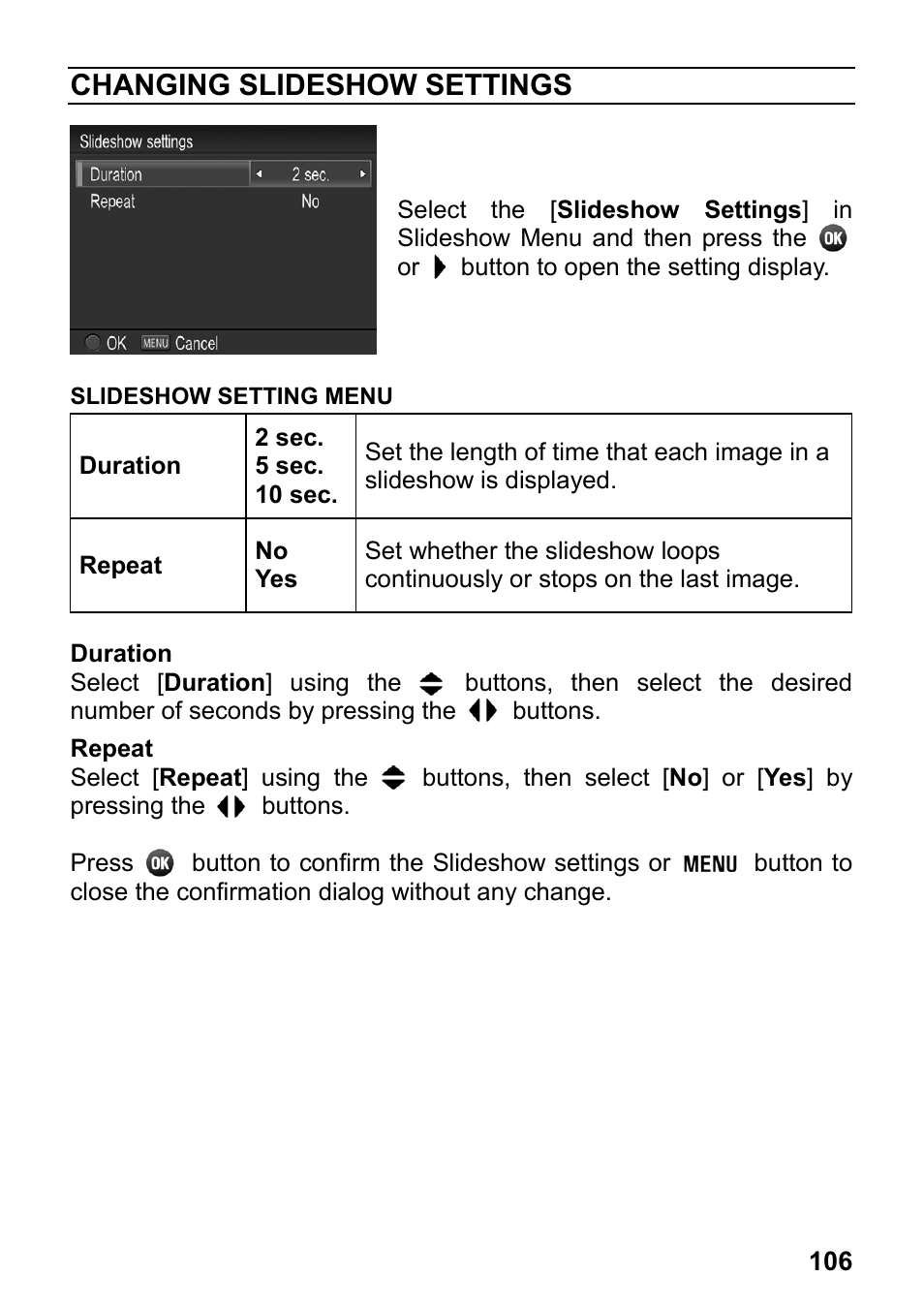 Changing slideshow settings | SIGMA DP3 Merrill User Manual | Page 107 / 130