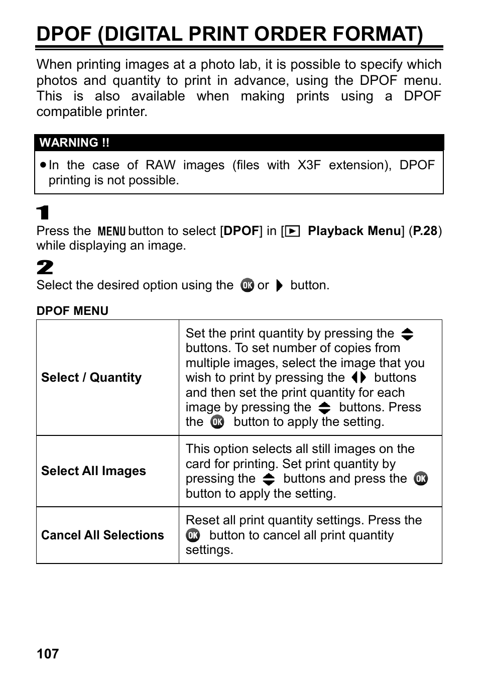 Dpof (digital print order format) | SIGMA DP3 Merrill User Manual | Page 108 / 130