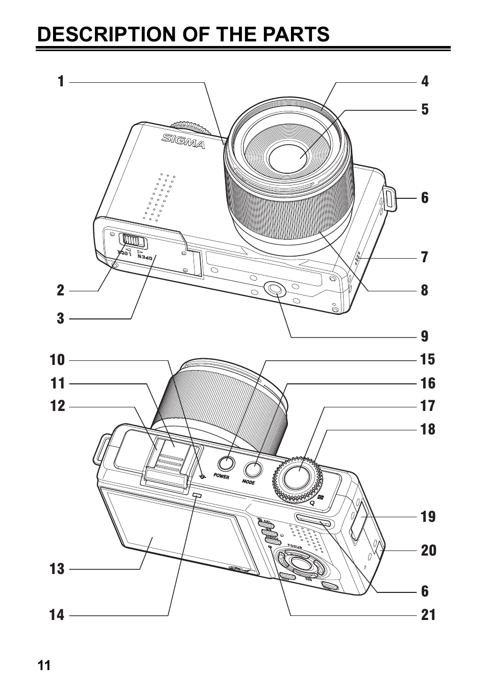 Description of the parts | SIGMA DP3 Merrill User Manual | Page 12 / 130