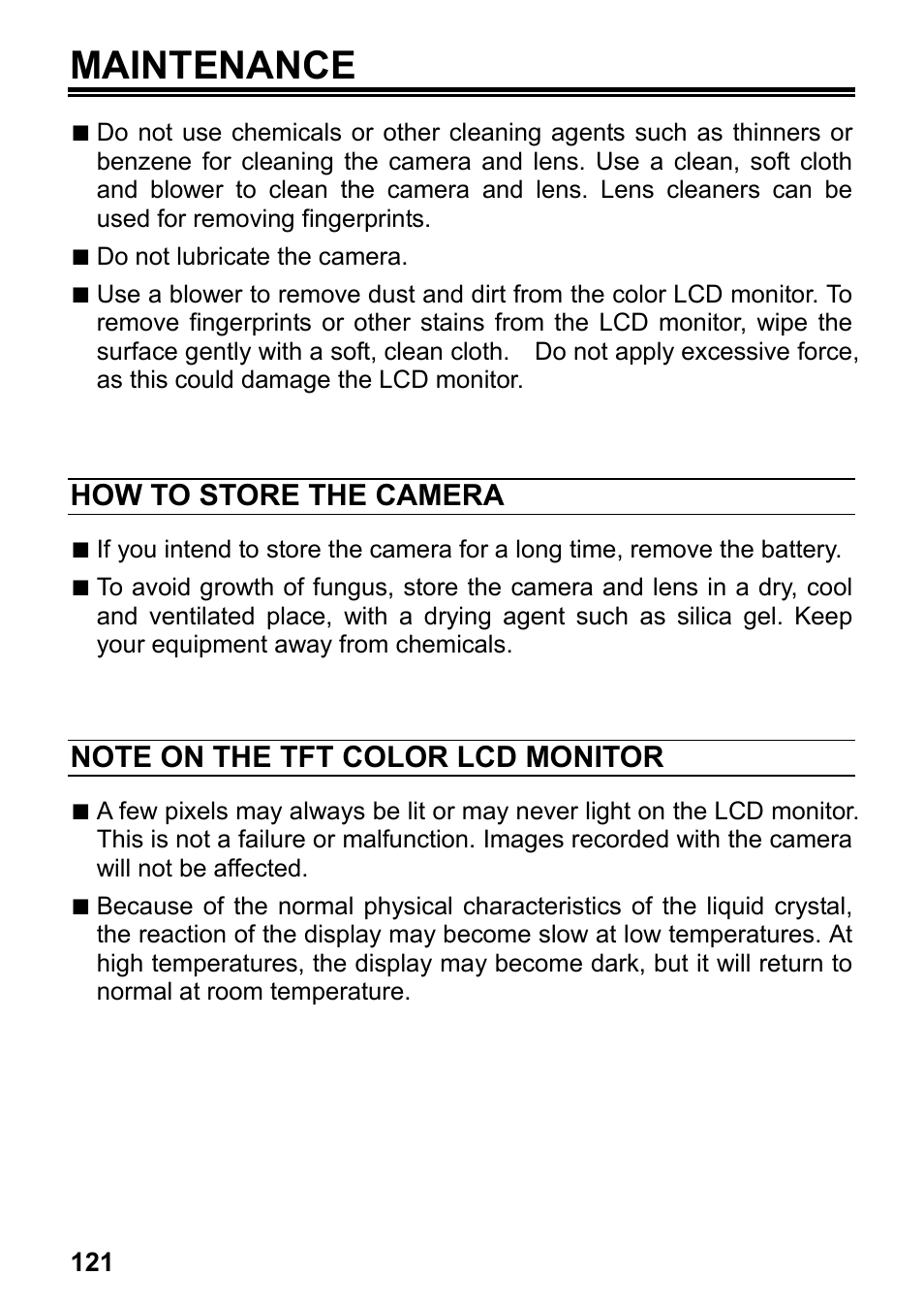 Maintenance, How to store the camera | SIGMA DP3 Merrill User Manual | Page 122 / 130