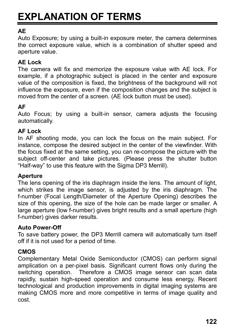 Explanation of terms | SIGMA DP3 Merrill User Manual | Page 123 / 130