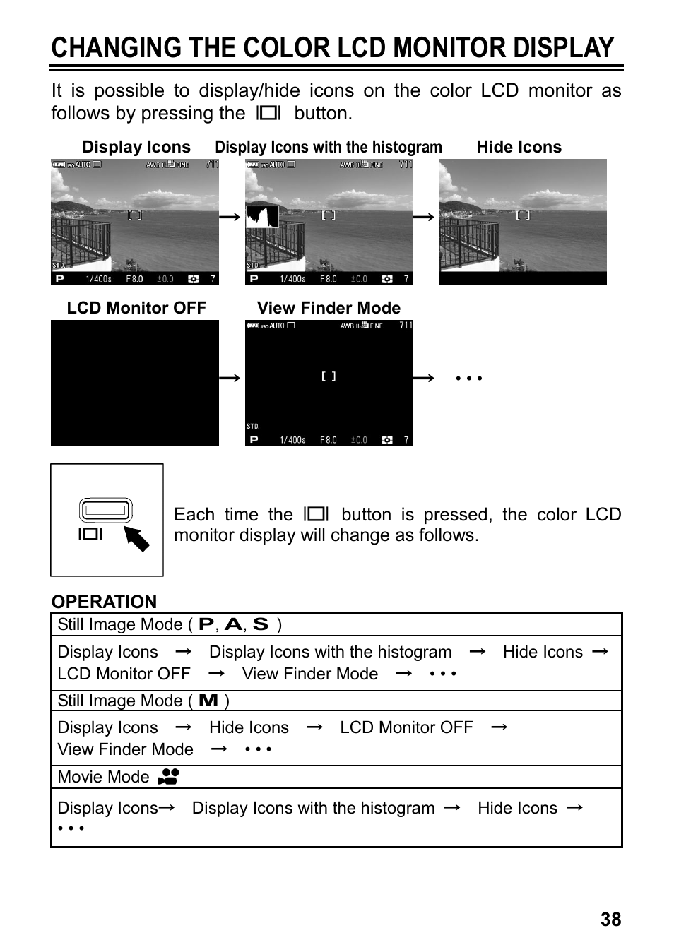 Changing the color lcd monitor display | SIGMA DP3 Merrill User Manual | Page 39 / 130