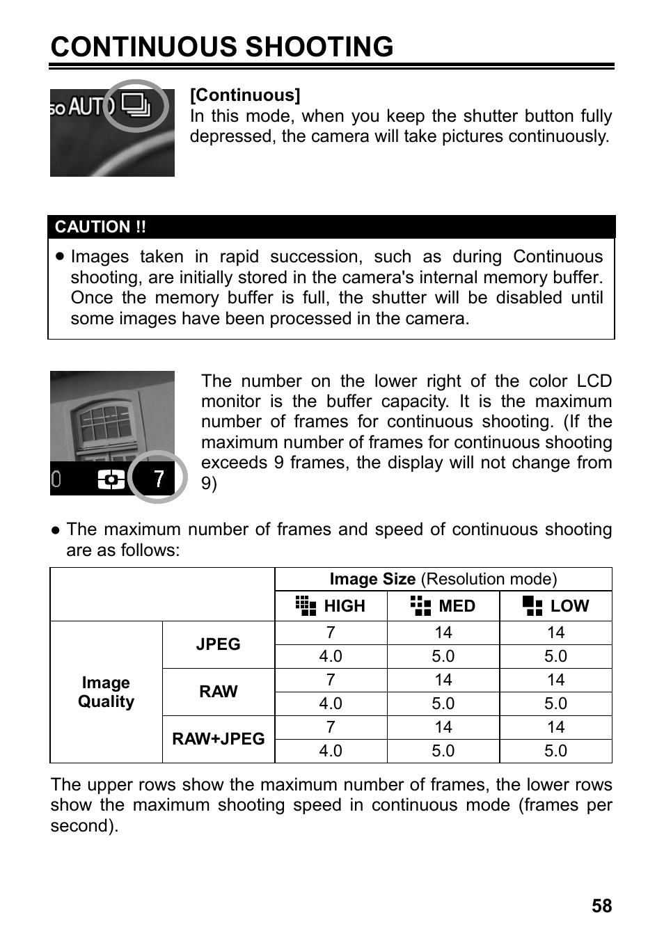 Continuous shooting | SIGMA DP3 Merrill User Manual | Page 59 / 130