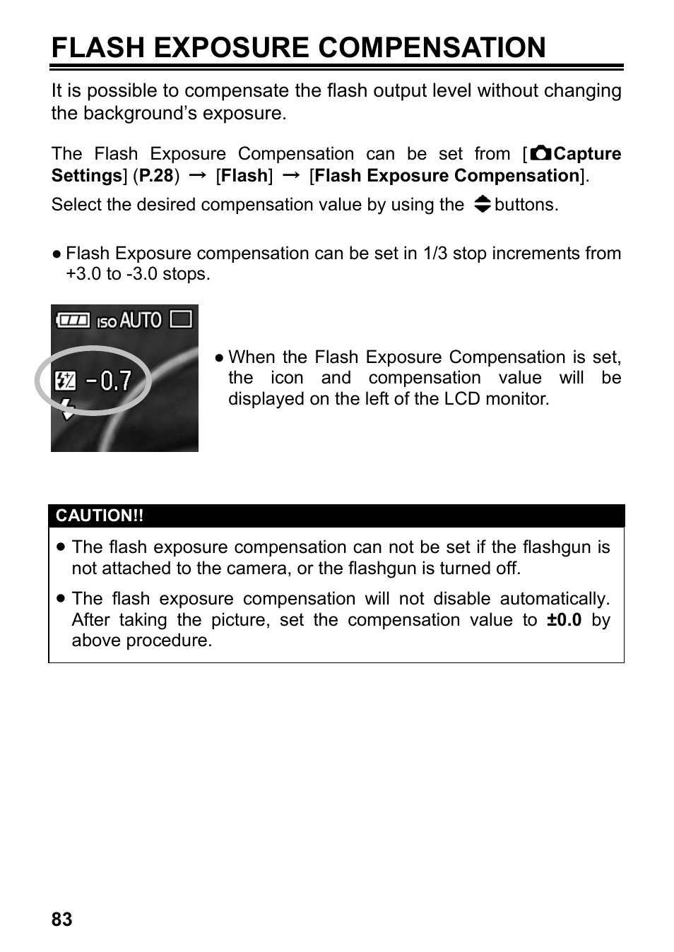 Flash exposure compensation | SIGMA DP3 Merrill User Manual | Page 84 / 130