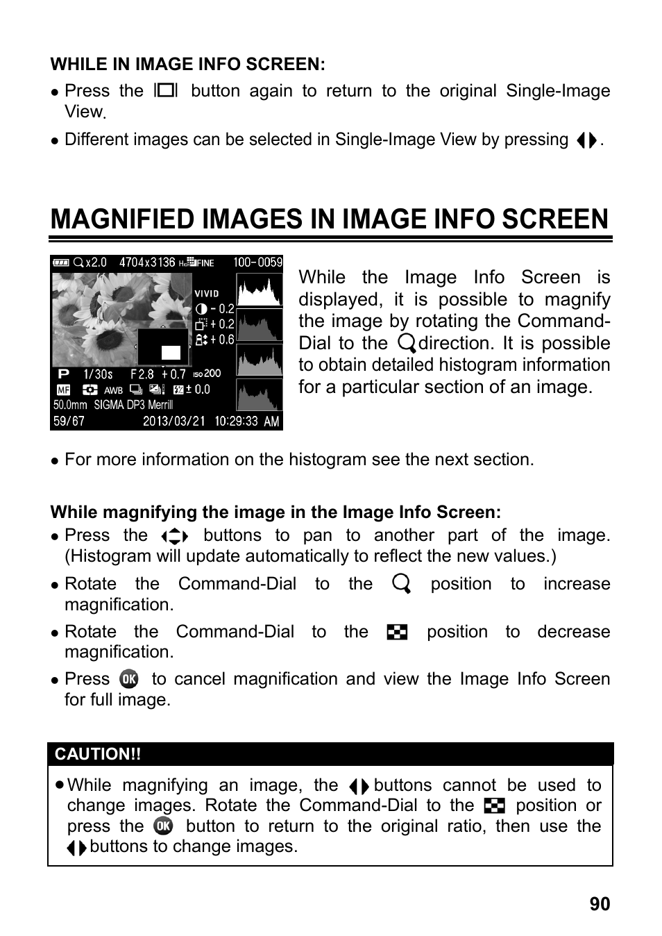 Magnified images in image info screen | SIGMA DP3 Merrill User Manual | Page 91 / 130