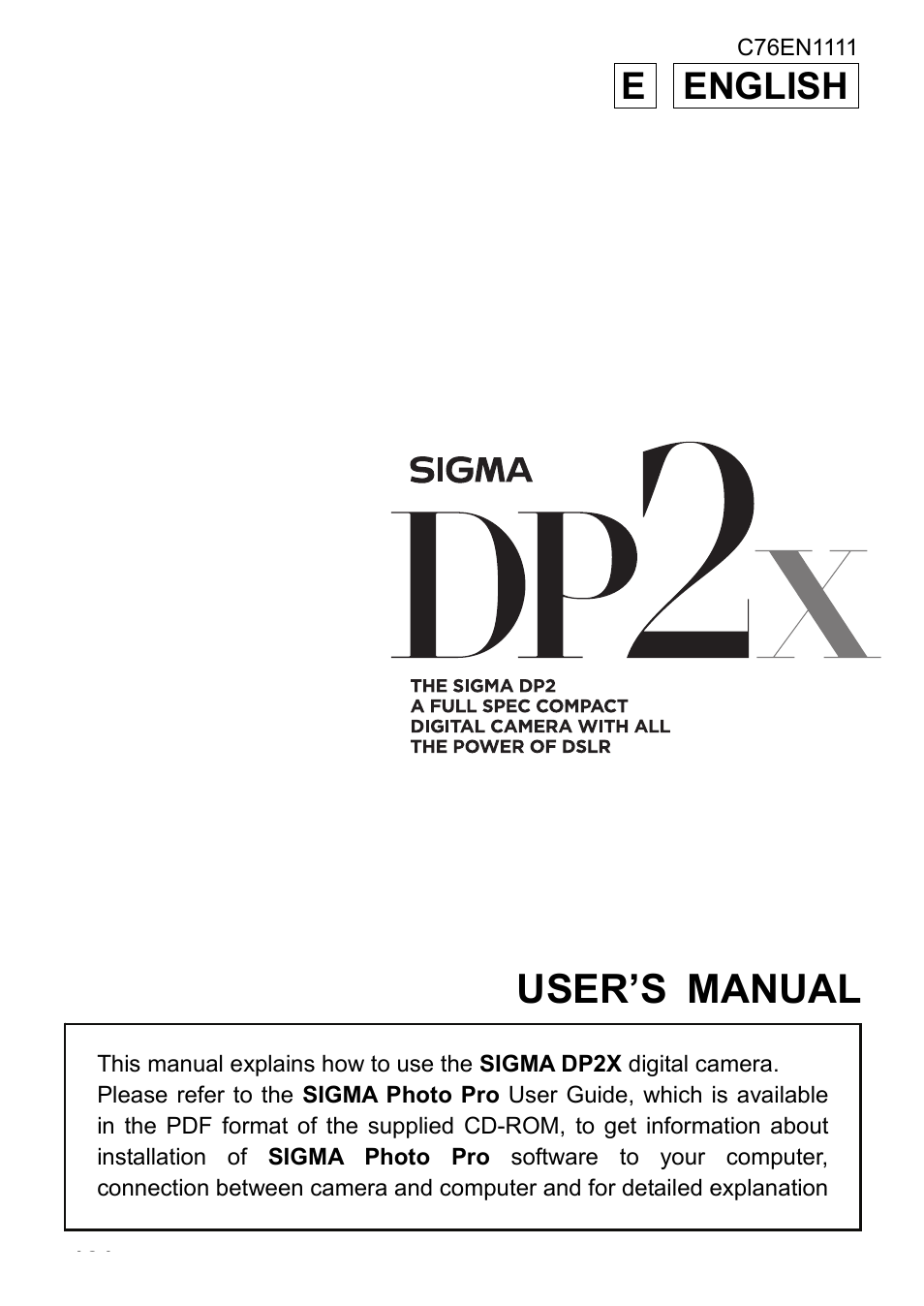 SIGMA DP2x User Manual | 123 pages