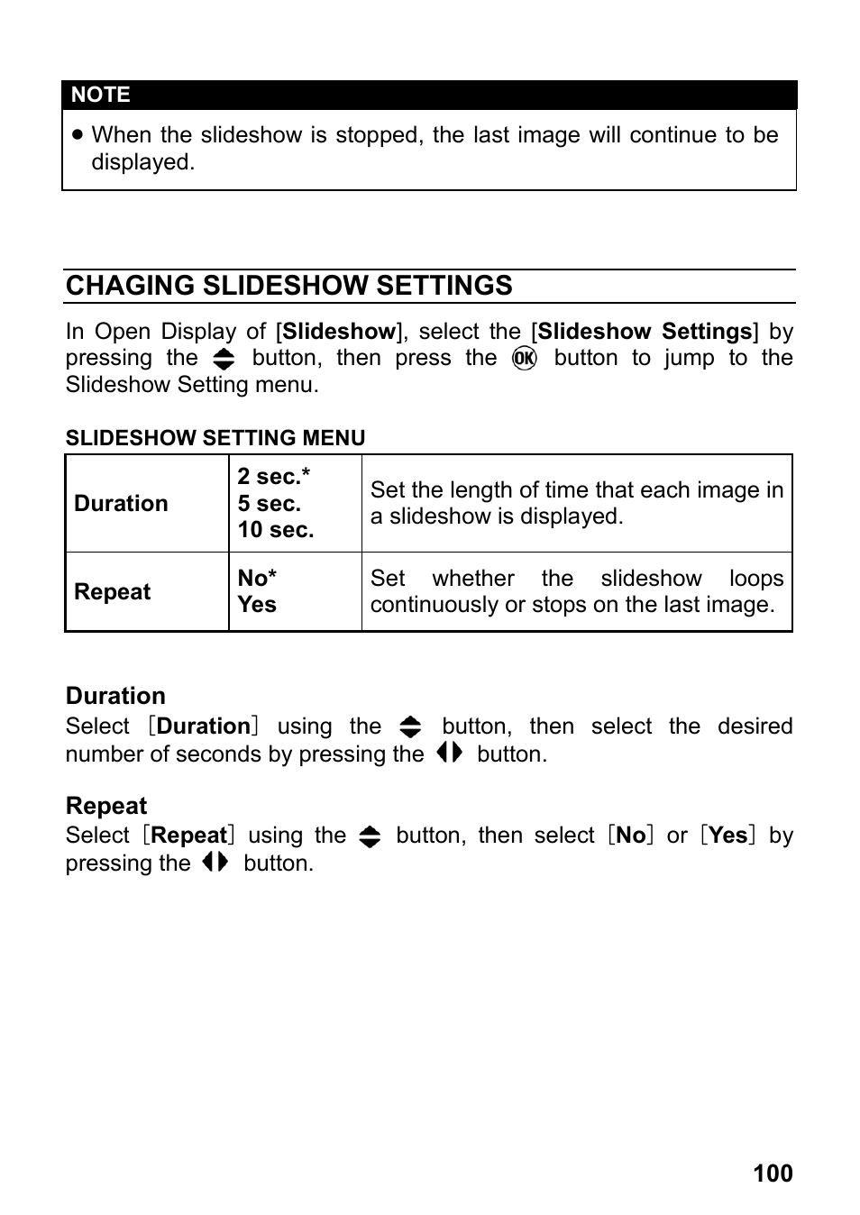 Chaging slideshow settings | SIGMA DP2x User Manual | Page 101 / 123