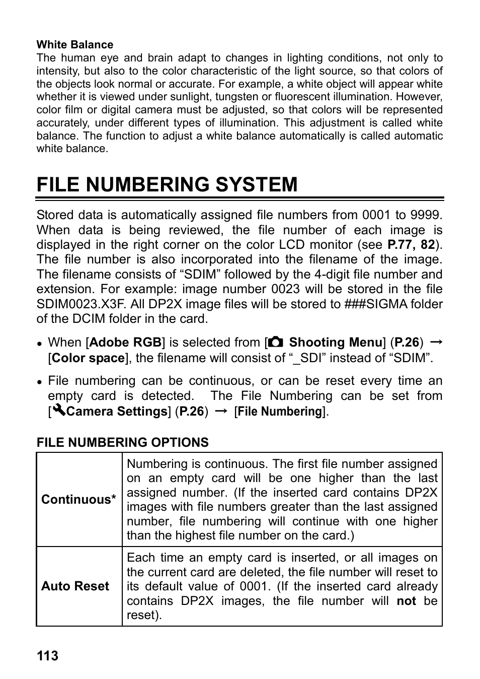 File numbering system | SIGMA DP2x User Manual | Page 114 / 123