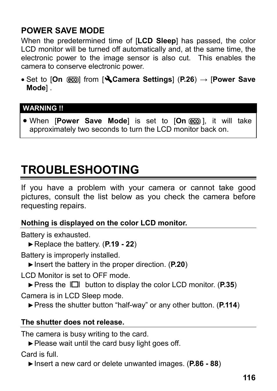 Troubleshooting, Power save mode | SIGMA DP2x User Manual | Page 117 / 123