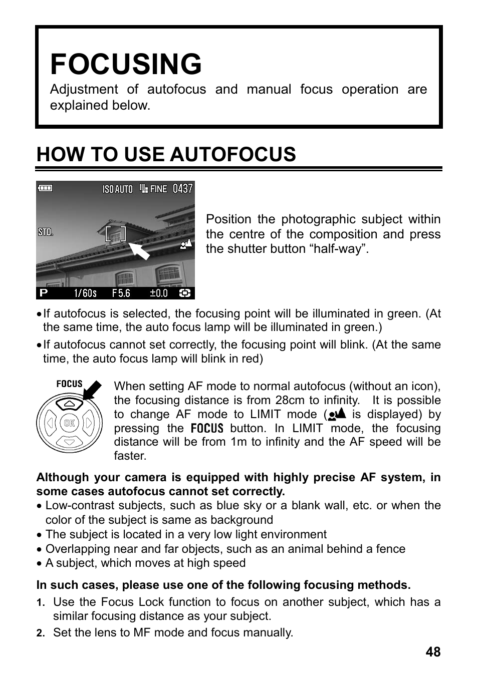 Focusing, How to use autofocus | SIGMA DP2x User Manual | Page 49 / 123