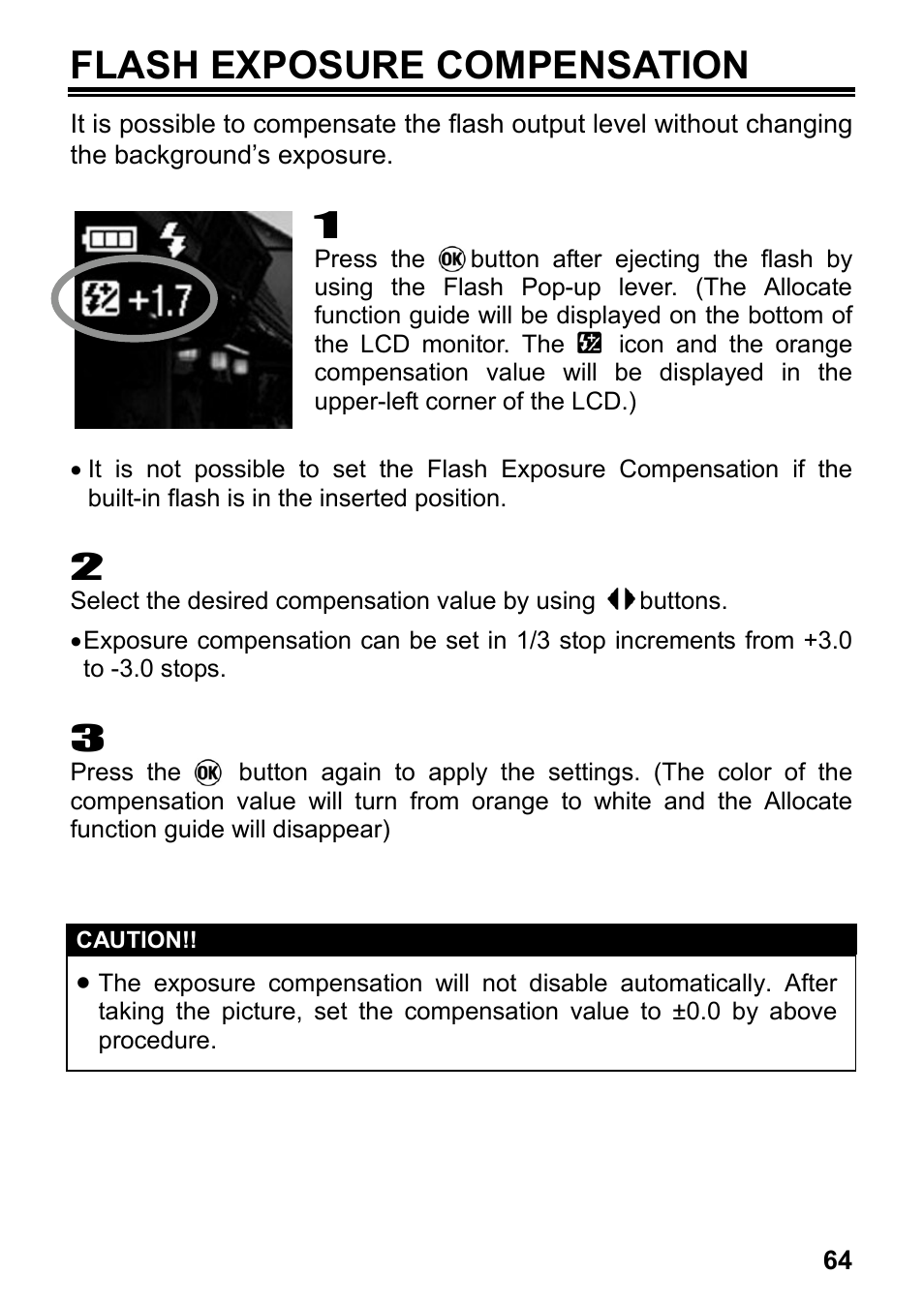 Flash exposure compensation | SIGMA DP2x User Manual | Page 65 / 123