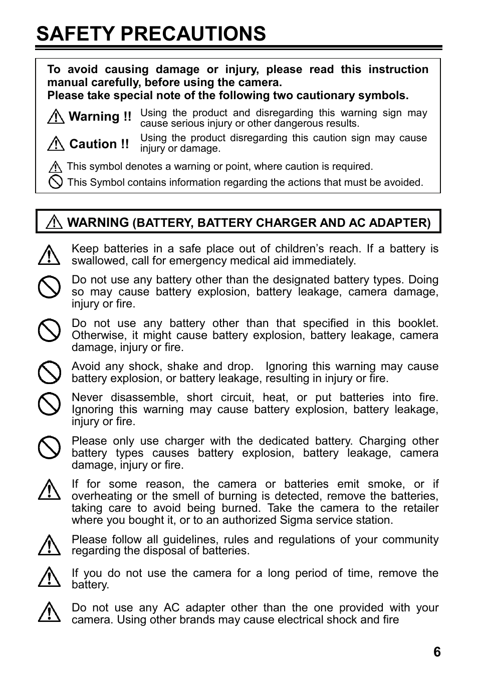 Safety precautions | SIGMA DP2x User Manual | Page 7 / 123