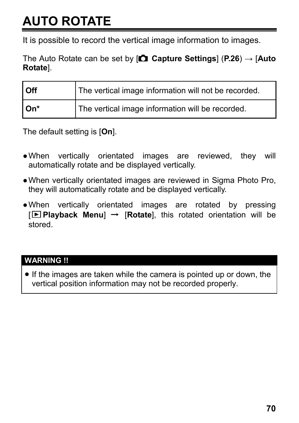 Auto rotate | SIGMA DP2x User Manual | Page 71 / 123