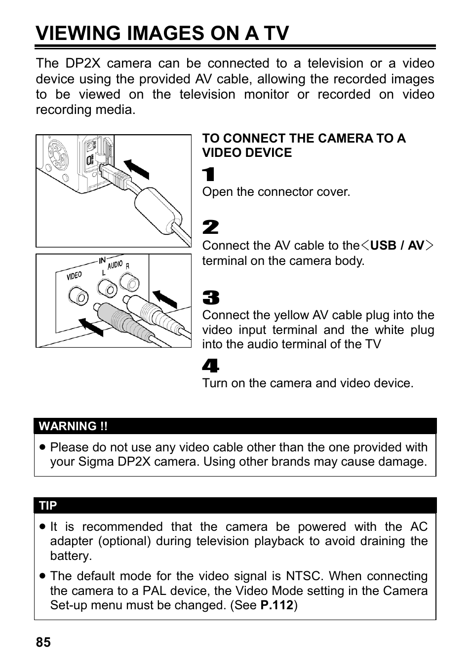 Viewing images on a tv | SIGMA DP2x User Manual | Page 86 / 123