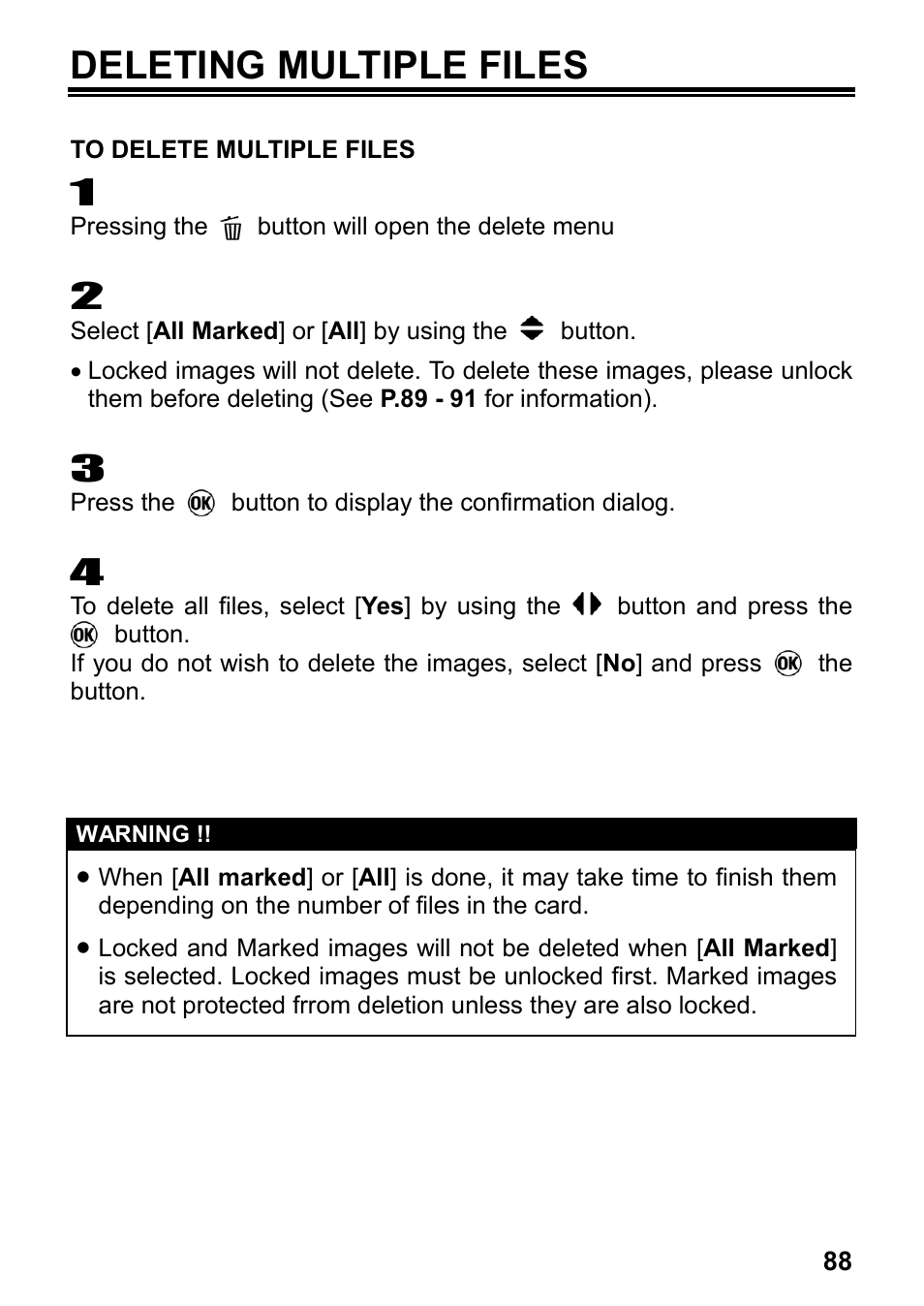 Deleting multiple files | SIGMA DP2x User Manual | Page 89 / 123