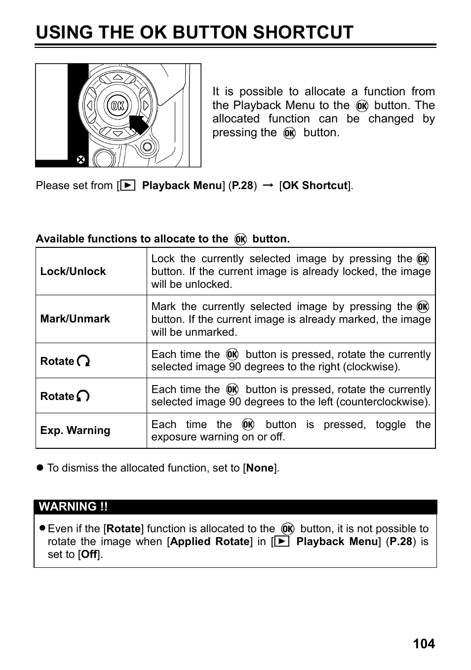 Using the ok button shortcut | SIGMA SD1 User Manual | Page 105 / 129