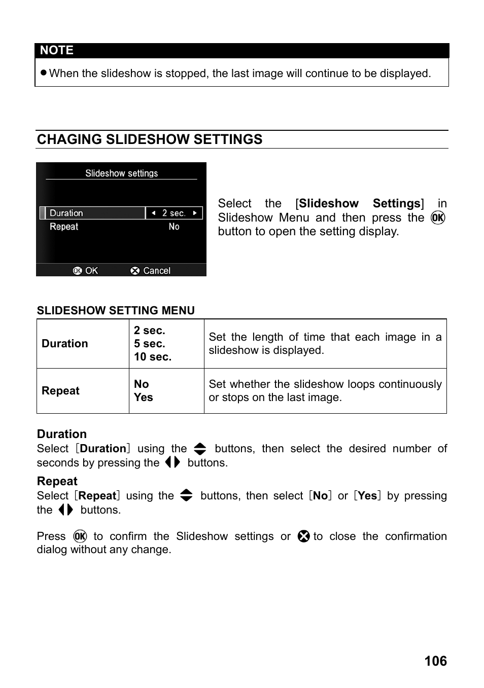 Chaging slideshow settings | SIGMA SD1 User Manual | Page 107 / 129