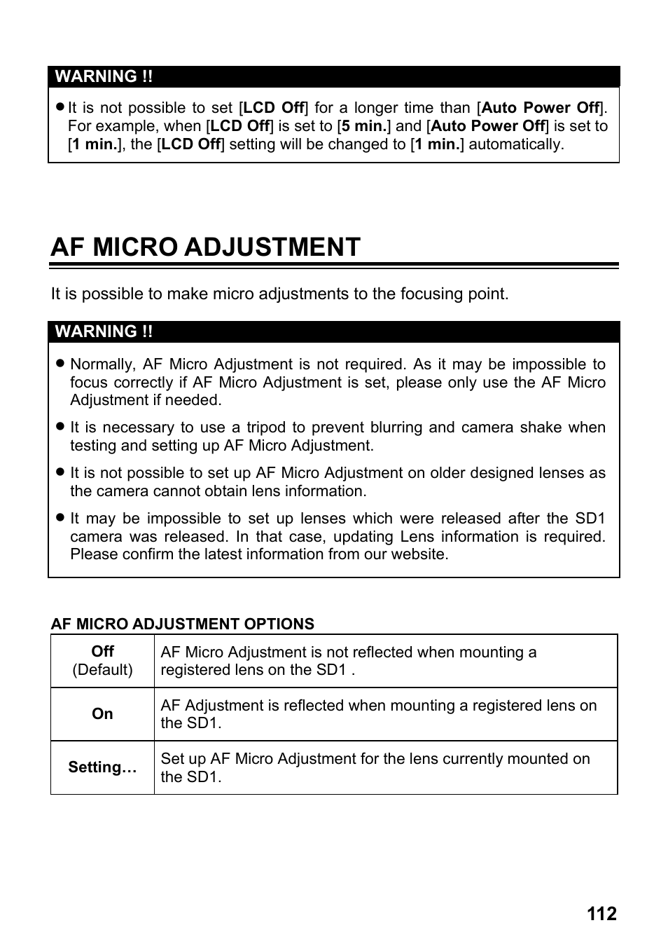 Af micro adjustment | SIGMA SD1 User Manual | Page 113 / 129