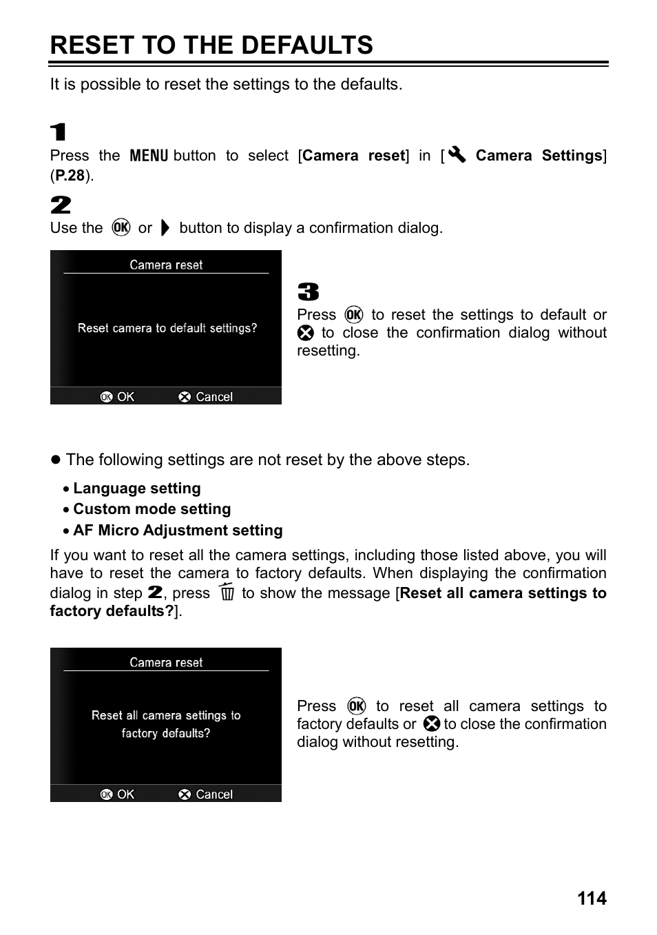 Reset to the defaults | SIGMA SD1 User Manual | Page 115 / 129