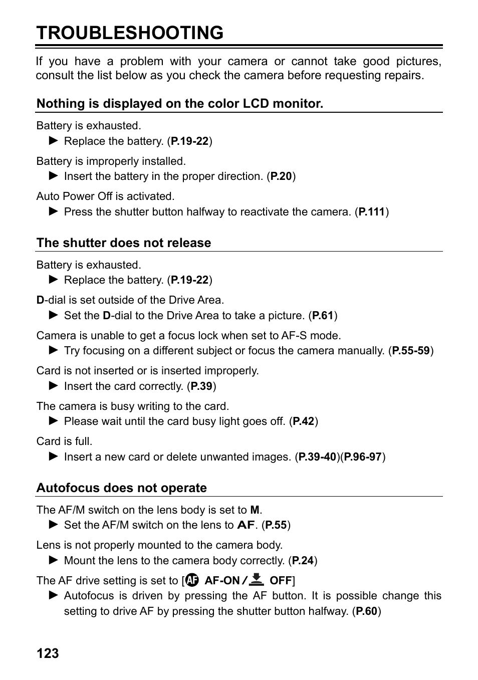 Troubleshooting | SIGMA SD1 User Manual | Page 124 / 129