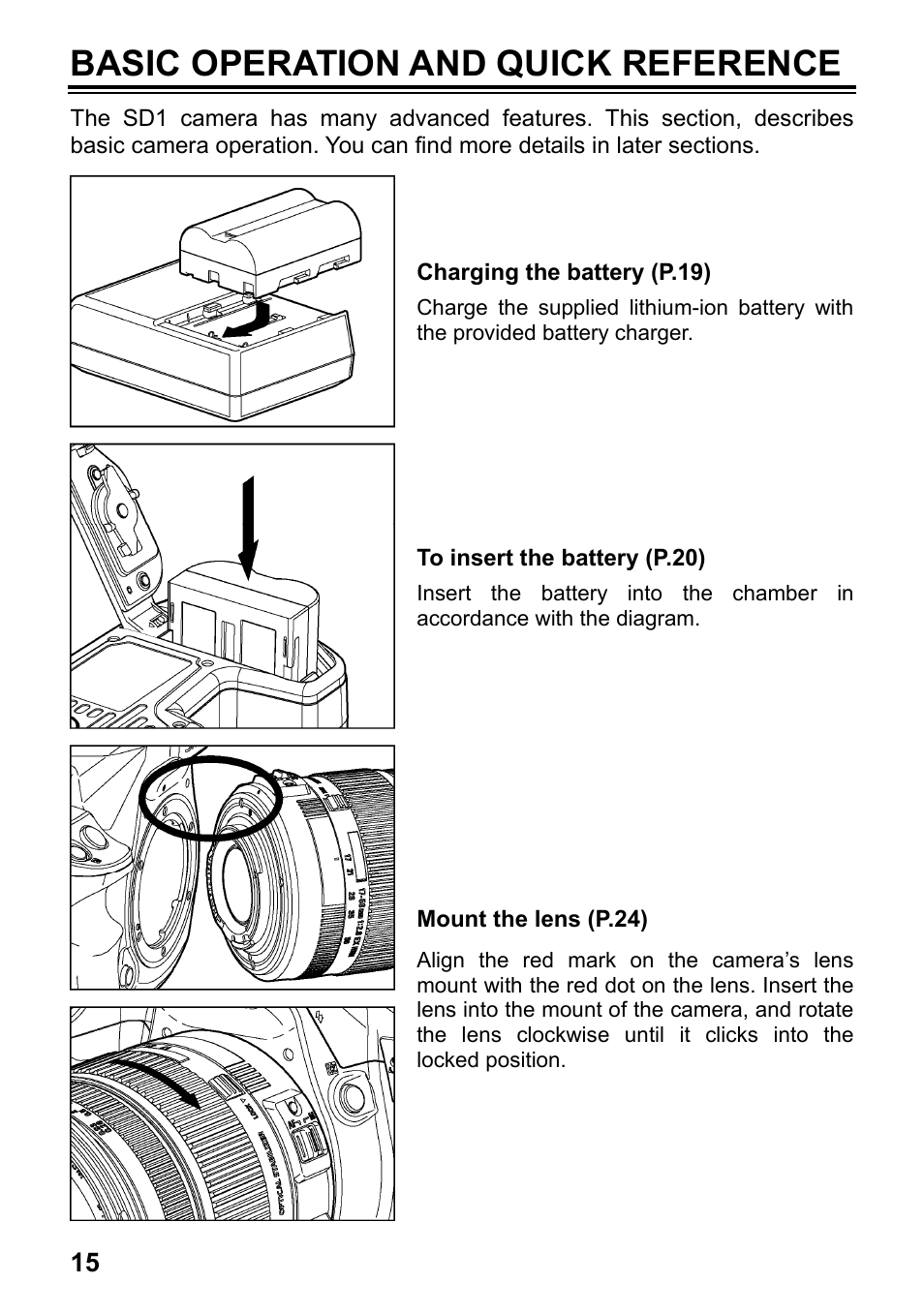Basic operation and quick reference | SIGMA SD1 User Manual | Page 16 / 129