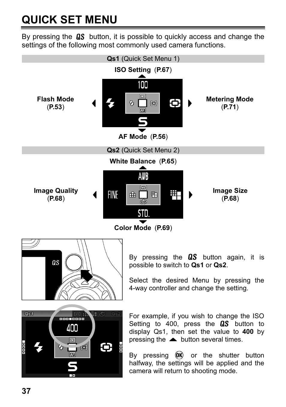 Quick set menu | SIGMA SD1 User Manual | Page 38 / 129