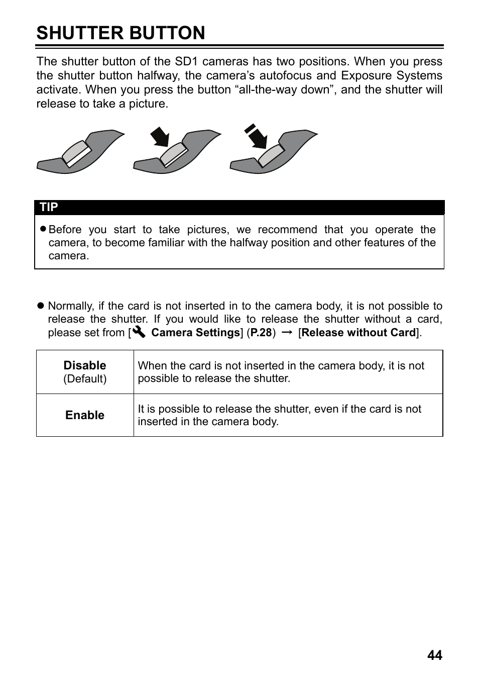 Shutter button | SIGMA SD1 User Manual | Page 45 / 129